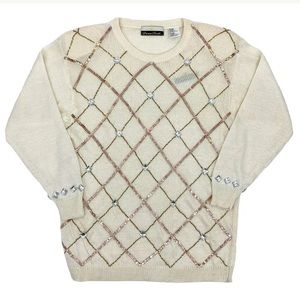 VINTAGE 90’s Sweater Embellished Sequin: SZ. M